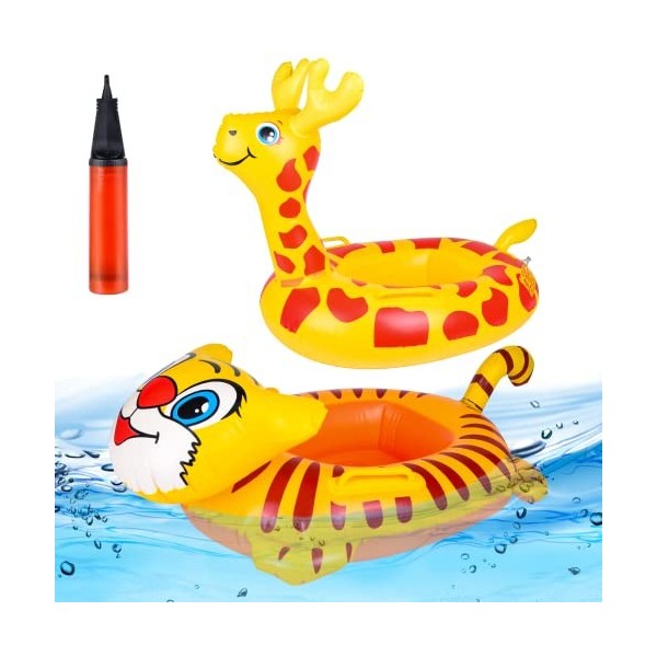 Herefun Bébé Bouée Gonflable Piscine, 2PCS Bouee Bebe, Anneaux Natation Gonflable Animal, Enfant Bague Natation Flottante, Si