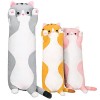 shownicer Oreiller Peluche, Mignon Chat Long, Jouet Doux Anime, Coussin Poupée, Animaux Peluche, Coussin Câlin Traversin Orei