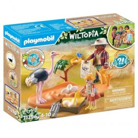 Playmobil 71296 Explorateurs et nid dautruche, Animaux dans la Savane Africaine, Univers Wiltopia avec Plus de 80% de matéri