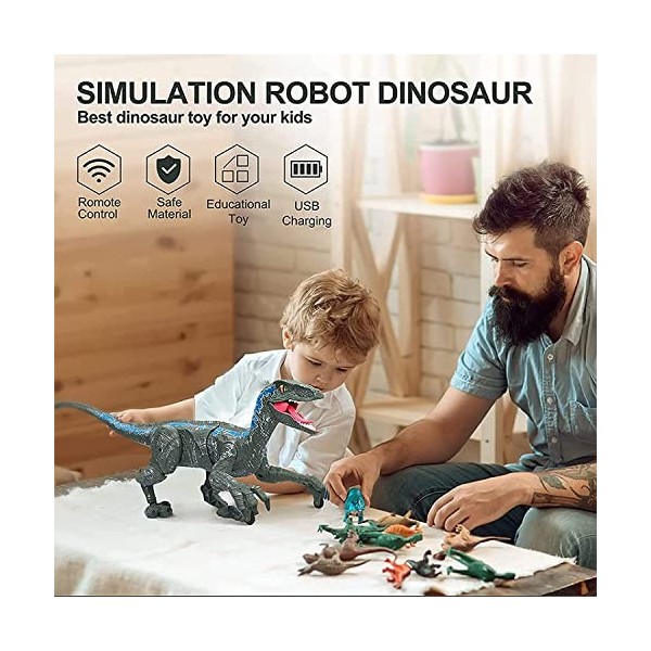 SNADER Dinosaure radiocommandé lumineux jouet dinosaure 2,4 G RC jouet électrique dinosaure avec fonctions de mouvement de la