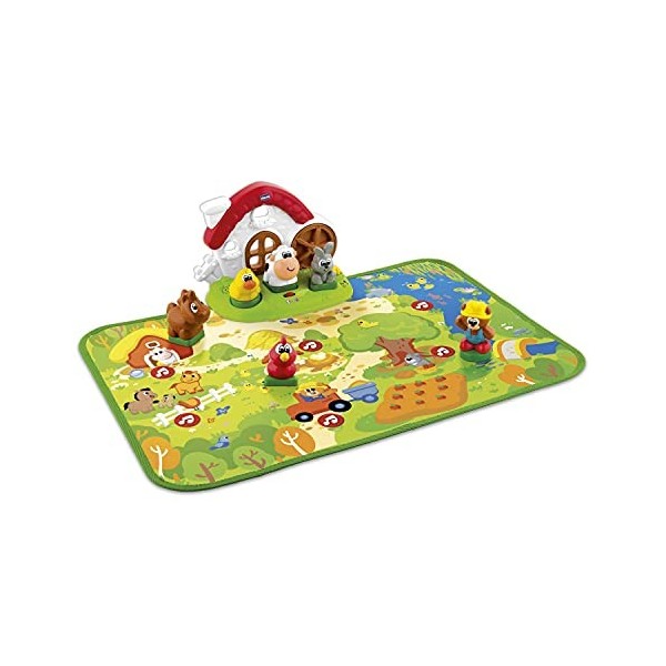 Chicco Playset Animaux de la Ferme 2 en 1 Tapis de Jeu interactif pour Apprentissage des Formes et des Animaux, Jeux pour Enf