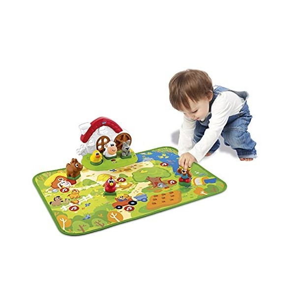 Chicco Playset Animaux de la Ferme 2 en 1 Tapis de Jeu interactif pour Apprentissage des Formes et des Animaux, Jeux pour Enf