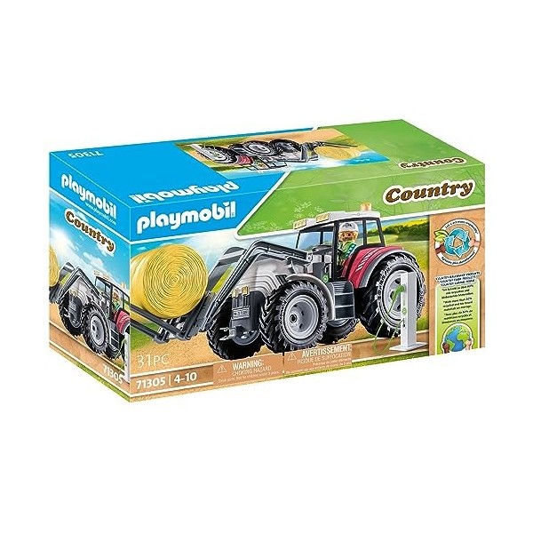 Playmobil 71305 Grand Tracteur électrique, fabriqué avec Plus de 80% de matériaux recyclés ou biosourcés en Moyenne, Gamme Co