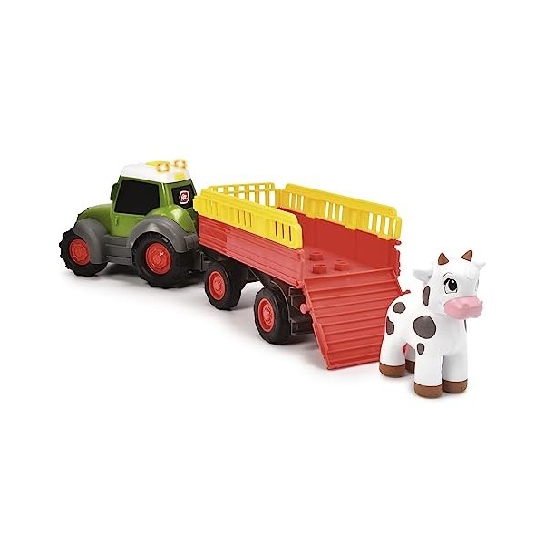 Dickie Toys Happy Animal Tracteur pour enfants à partir de 1 an avec étiquette animal, jouet de ferme, lumière et son 30 cm, 