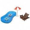 GuoQiao Ensemble de maison de poupée miniature pour enfants - Décoration de maison de poupée avec piscine et chaise de plage 