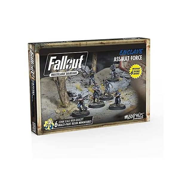 Fallout Wasteland Warfare: Enclave-Assault Force – 6 figurines, figurines en résine de qualité non peintes de 32 mm