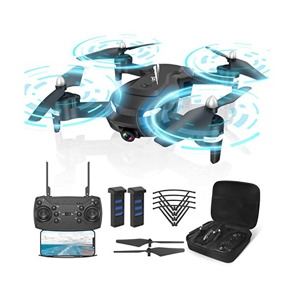 Wipkviey T26 drone avec camera - 1080P HD drones adulte, Avec vidéo en direct WiFi, Flip 3D, Capteur de gravité, Maintien de 