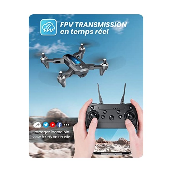 Drone pliable avec caméra pour adultes 8K HD FPV Vidéo en direct