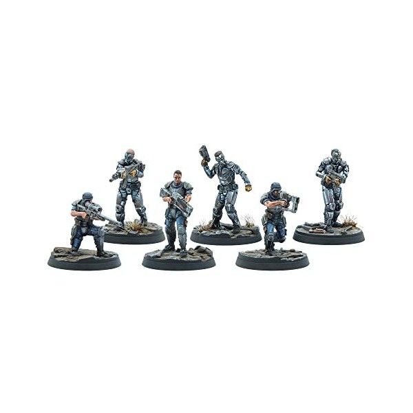 Fallout Wasteland Warfare: Enclave-Assault Force – 6 figurines, figurines en résine de qualité non peintes de 32 mm