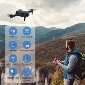 Weinsamkeit Drone pour Enfant avec Caméra, Drone Quadricoptère FPV WiFi Télécommandé, Mode sans Tête, Maintien dAltitude, 36