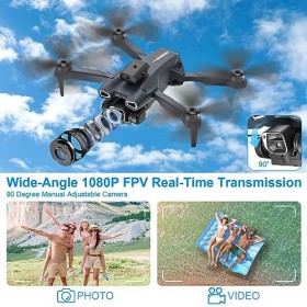 Drone avec 2 Caméra Réglage électrique Caméra, GuKKK Mini Drone Caméra Pliable Active dévitement dobstacles, Drone Quadrico