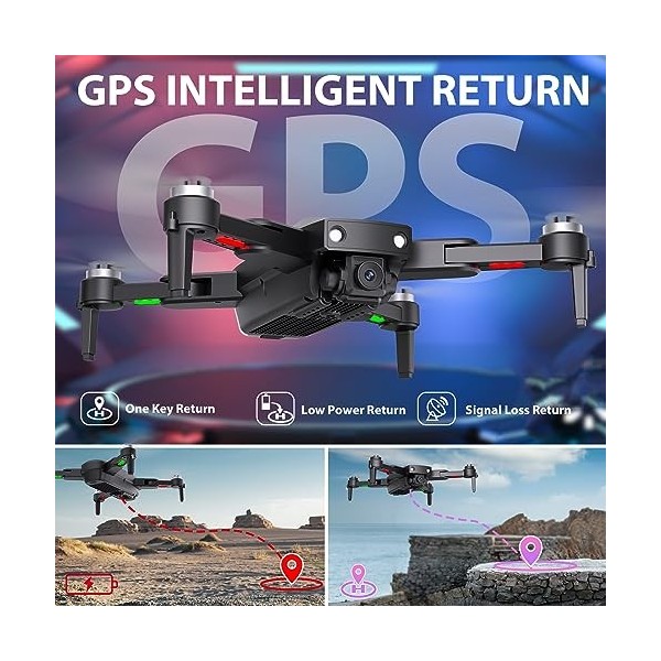 GPS Drone avec Caméra pour Adultes Drones 4K HD avec Moteur Sans