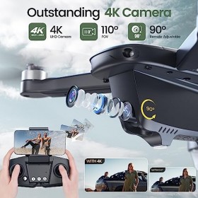 Holy Stone HS175D Drone pliable avec caméra 4K, Télécommande,pour adultes, quadricoptère RC avec retour automatique GPS, Foll
