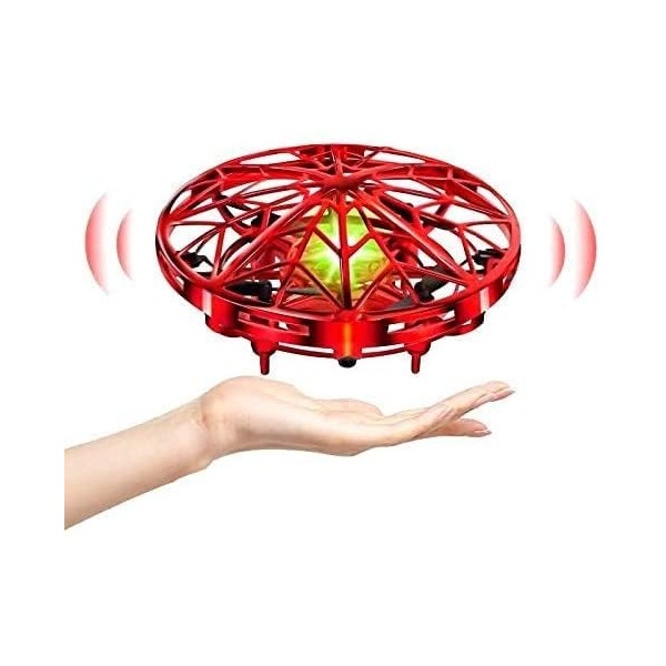 Kiztoys UFO Mini Drone Enfant, Flying Ball Boule Volante Hand Spinner Spin Drone Jeux Exterieur avec Lumières LED, Cadeau Jou