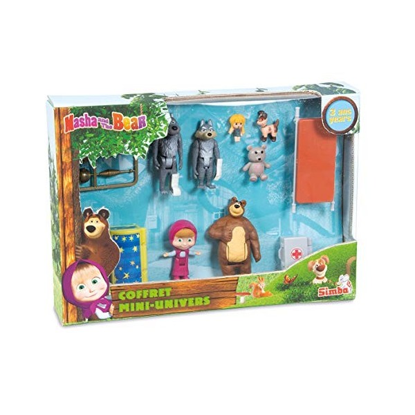 Simba - Masha et Michka - Mini Univers Coffret - 7 Figurines + Accessoires - 109301048