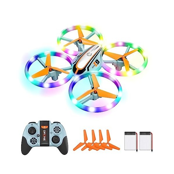 Drone avec Caméra pour Enfant,Quadricoptère HD FPV avec Lumières Colorés,Jouet Cadeau pour Garçons,Filles et Débutants, Hélic