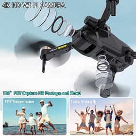 Drone avec caméra 4K HD GPS drone pour débutants enfants quadricoptère RC pliable, transmission 5G WiFi FPV avec temps de vol