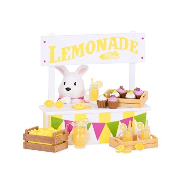 Lil Woodzeez WZ6718Z Play Lil Woodzeez – Support Limonade 25 pièces avec Personnage Animal, Nourriture et Boissons – Figuri