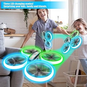 Q9s Drone Enfant,Helicoptere Telecommande avec Lumières Bleues et Vertes et Deux Batteries,RC Quadricoptère avec Maintien dA