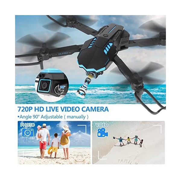 ZWOOS Drone avec Caméra 720P, Transmission FPV, Quadricoptère RC avec 10 Minutes de Temps de Vol, évitement Automatique des O