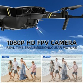 TEEROK E58 Pro Drone avec Caméra HD 1080P, WiFi FPV RC Drone Quadricoptère Pliable, Décollage et Atterrissage à Une Touche, A