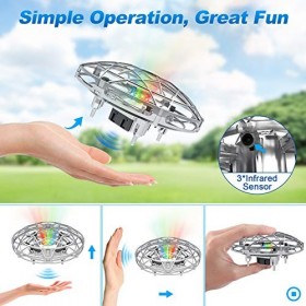 Drone Enfant Jouet Volant Mini UFO Drone Induction Infrarouge, Quadcopter Avion Telecommandé Helicoptere Radiocommande RC Jeu