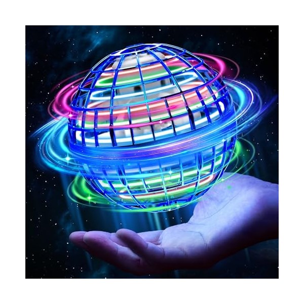 Boule Volante Lumineuse, Magique Mini Drone Enfant 360 ° Rotation Manuelle avec Lumière LED Flying Boomerang Ball pour Garçon