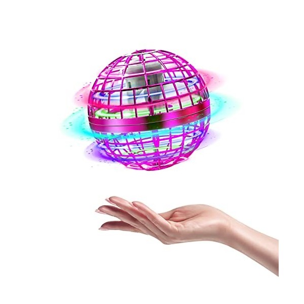 Boule Volante Lumineuse, Mini Drone Enfant, Extérieur Intérieur Boomerang Ball, Flying Boomerang Toy avec lumière LED & 360 °