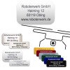 Roboterwerk Plaque dimmatriculation pour drone - E-ID et code QR associé, 31 x 19 mm, aluminium anodisé vert, marquage laser