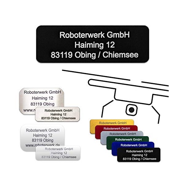 Roboterwerk Plaque dimmatriculation pour drone - E-ID et code QR associé, 31 x 19 mm, aluminium anodisé vert, marquage laser