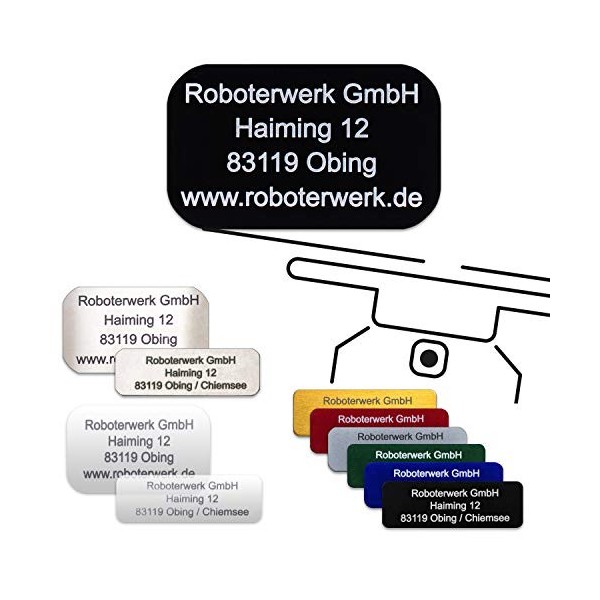 Roboterwerk Plaque dimmatriculation pour drone - E-ID et code QR associé, 31 x 19 mm, aluminium anodisé vert, marquage laser