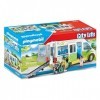 Playmobil City Life 71329 Bus Scolaire, avec Trois Personnages, Porte coulissante, Rampe Pliable pour Le Fauteuil Roulant et 