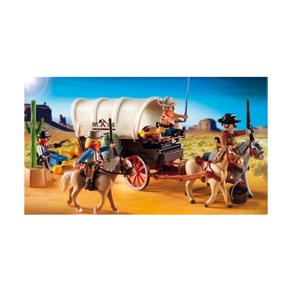 Playmobil - 5248 - Jeu de Construction - Chariot avec Cow-Boys et Bandits