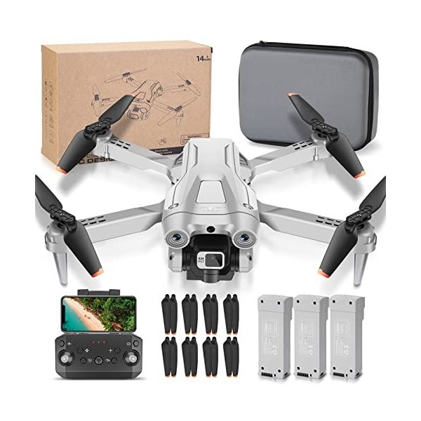 NMY Drone Avec Caméra 2K HD, Drone Pliable Avec 3 Batteries 60 Minutes De Long Temps De Combat, Transmission Réseau Sans Fil 