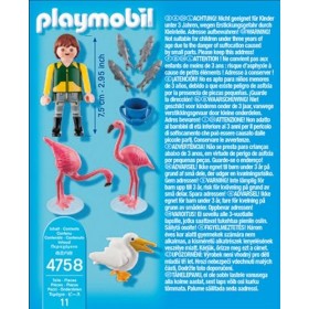 Playmobil - 4758 - Jeu de Construction - Gardien de Zoo avec Flamants Roses et Pélican