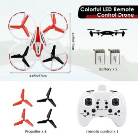 Drone Enfant, Mini Drone Télécommandé Helicoptere Jouet Télécommandé avec Lumières et Deux Batteries, Maintien dAltitude/Mod