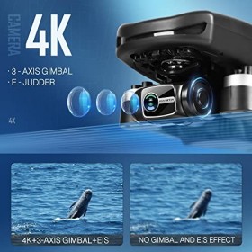 NMY Drone GPS Avec Caméra 4k, Transmission En Direct 5G WiFi FPV, Technologie EIS, Caméra à Cardan, 50 Minutes De Vol Avec 2 