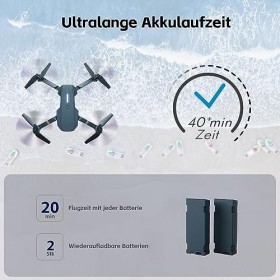 CHUBORY F89 Drone pour débutants 40+ minutes de temps de vol long WiFi FPV avec caméra pour adultes et enfants 1080P HD 120° 