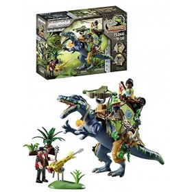 Playmobil Dino Rise 71260 Spinosaure et Combattant, Dinosaure avec Armure Amovible et Grand Canon pivotant, Jouet pour Enfant