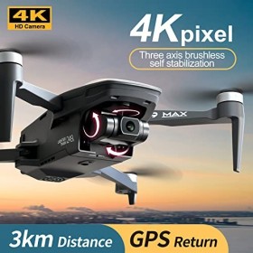 Drone I9 MAX GPS avec Caméra 4K Professionnel pour Adultes et Enfants, Cardan 3 Axes, Transmission FPV de 3 km, Retour Automa
