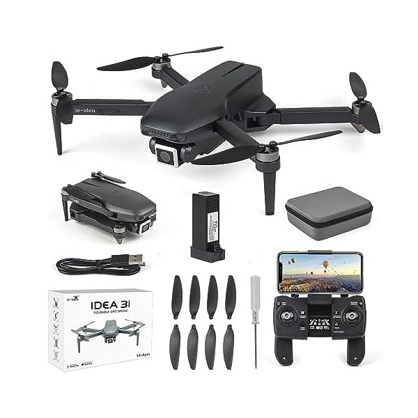 IDEA31 GPS Drone Professionnel avec Caméra HD 1080P, Quadricoptère