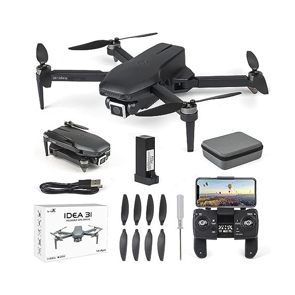 Drone Avec Caméra 4K GPS S166 - 3 Batteries, Moteur Brushless, Retour Automatique, Follow Me, Moins De 249 G