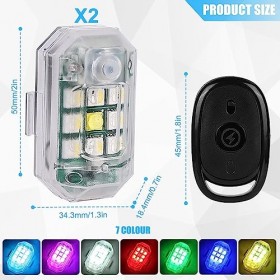 Cresbel 2PCS Drone Strobe Light, 7 Couleurs LED Aircraft Strobe Lights, LED Lumière Stroboscopique de Drone Night Warning Lig