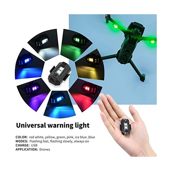 7 couleurs Led Aircraft Strobe Lights & Usb Charging, Drone