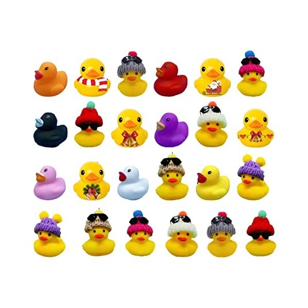 Calendrier de lAvent pour Les Tout-Petits, Calendrier de lAvent de Noël Pop avec 24 adorables Canards en Caoutchouc, Jouet 