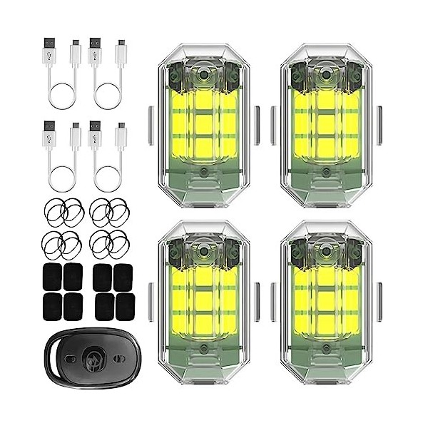 Flash LED sans fil avec télécommande pour voiture - Avec 7 couleurs - Chargement USB - Anti-collision