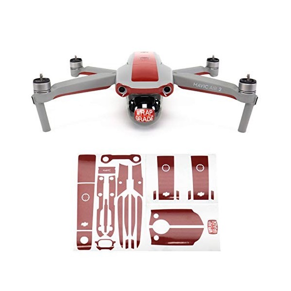Wrapgrade Skin Compatible avec DJI Mavic Air 2 | Accent Color B Japan Red 