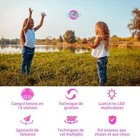 Wepai Flying Spinner Boule Volante Jouet,Mini Drone Enfant, 360° Hover Ball with LED Lights Magic Flying Ball, Indoor and Out