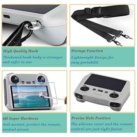 APASILU Mini 3 Pro RC Control Coque de protection en silicone + film de protection décran en verre trempé 2 pièces + cordo