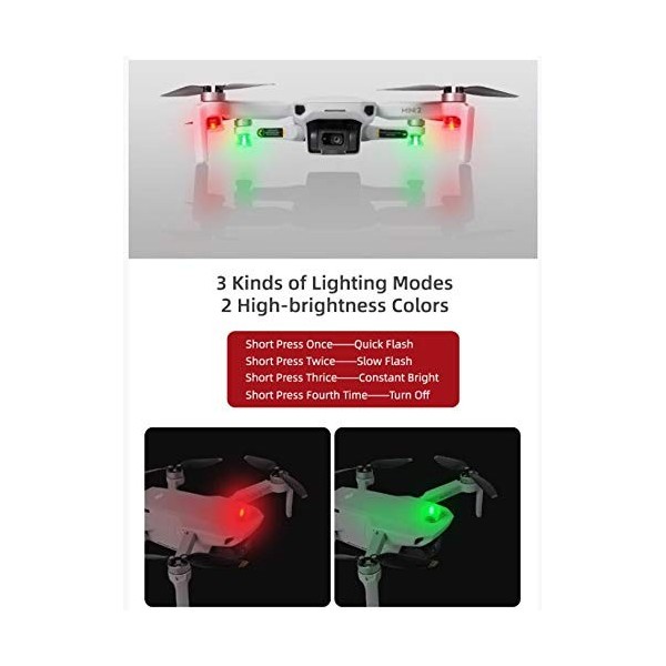 LINGHUANG Lumière stroboscopique pour drone - 2 couleurs - Pour DJI Mavic 3/Air 2S/DJI FPV/Mini 2/Mavic Air 2/Mavic Pro/Phant